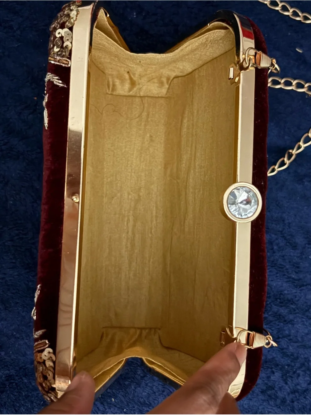Burgundy Gold Embroidered 'Mrs. Maybee' Evening Clutch